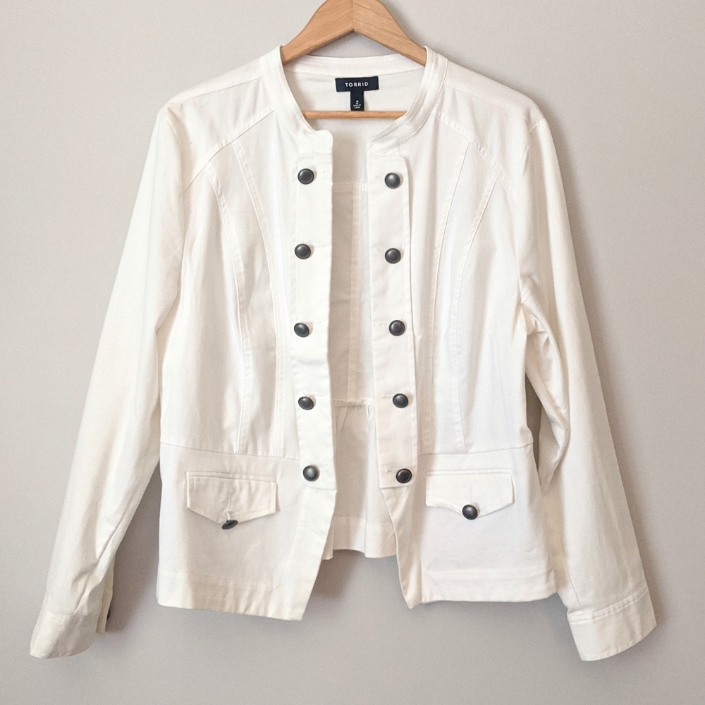 TORRID White Military Jacket
